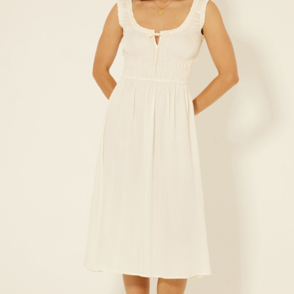 White Boho Midi Dress